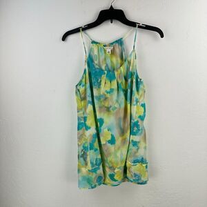 Banana Republic Top Womens Blouse Medium Blue Green Tie Dye Silk Sleeveless Boho